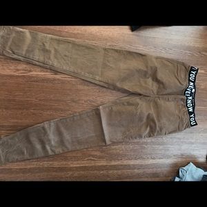 Chocolate Tan elastic band Jean khaki Chino Small